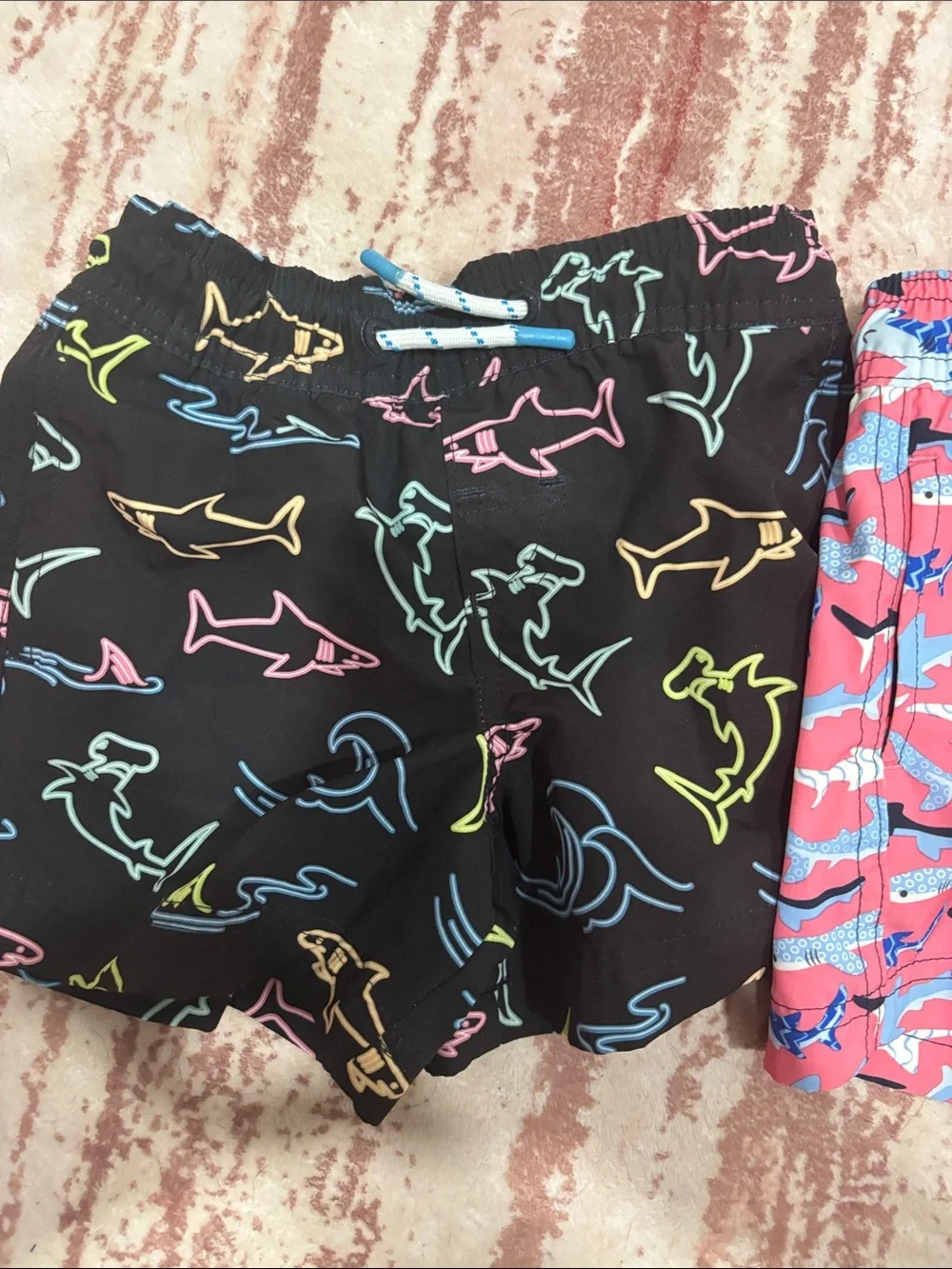 Kids Swim Shorts - Black, Pink, Red Shark & Lobster Prints